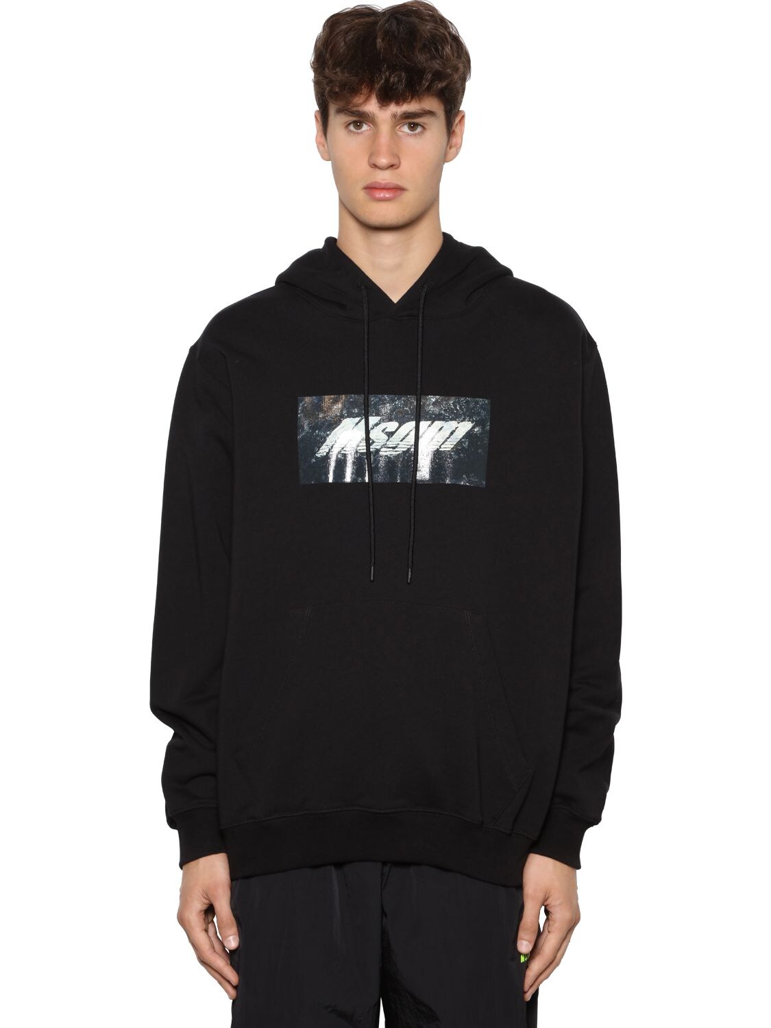 MSGM LOGO PRINT COTTON JERSEY HOODIE,71IL6T045-OTK1