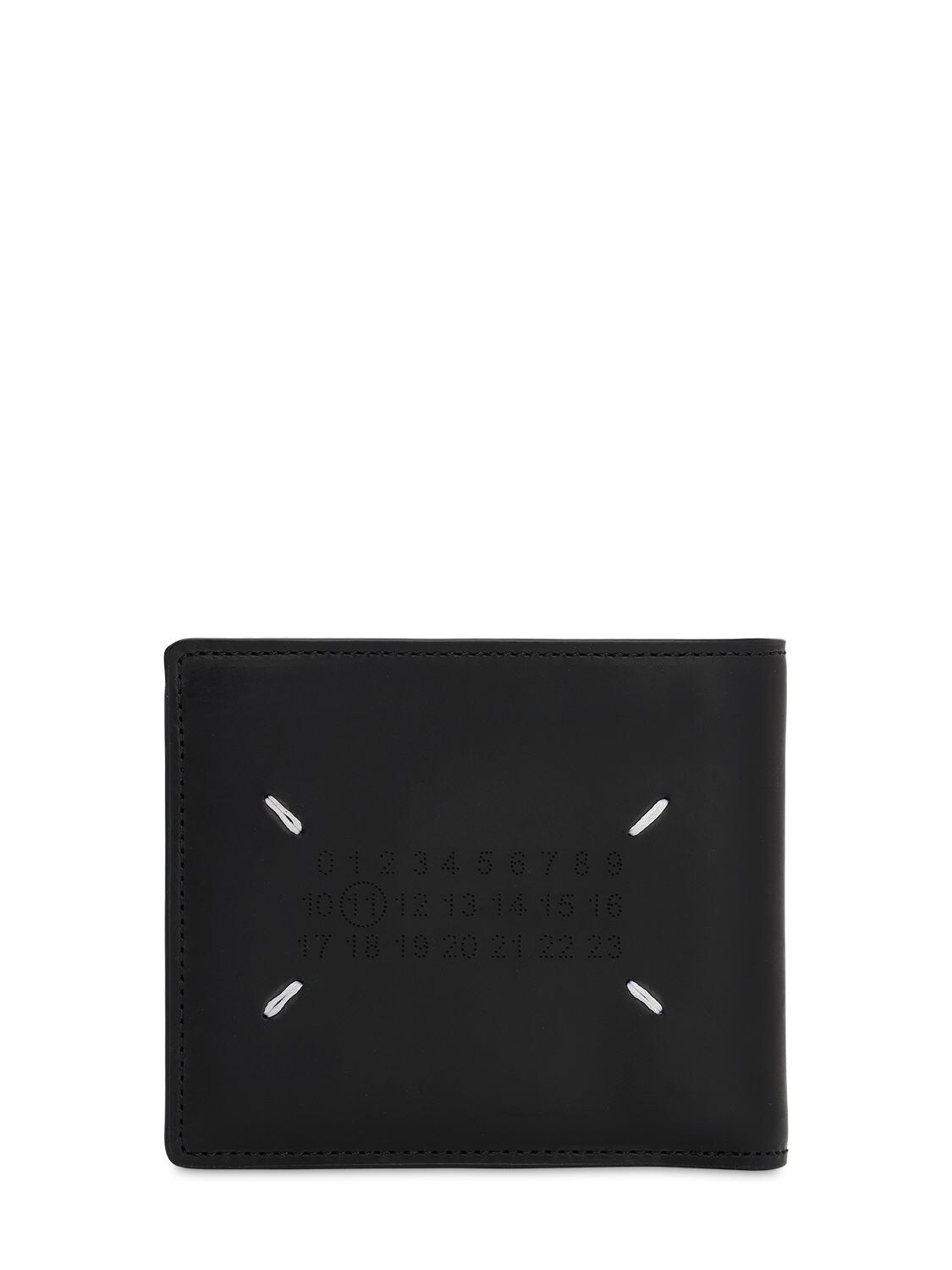 Maison Margiela Perforated Logo Leather Billfold Wallet In Black