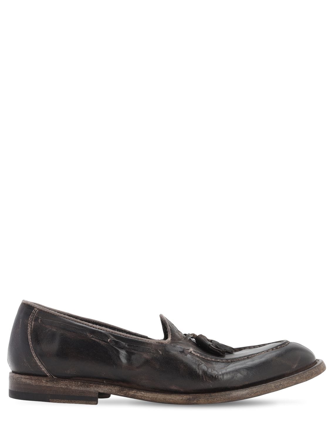 Shoto Leather Loafers W/ Tassels In Dark Brown