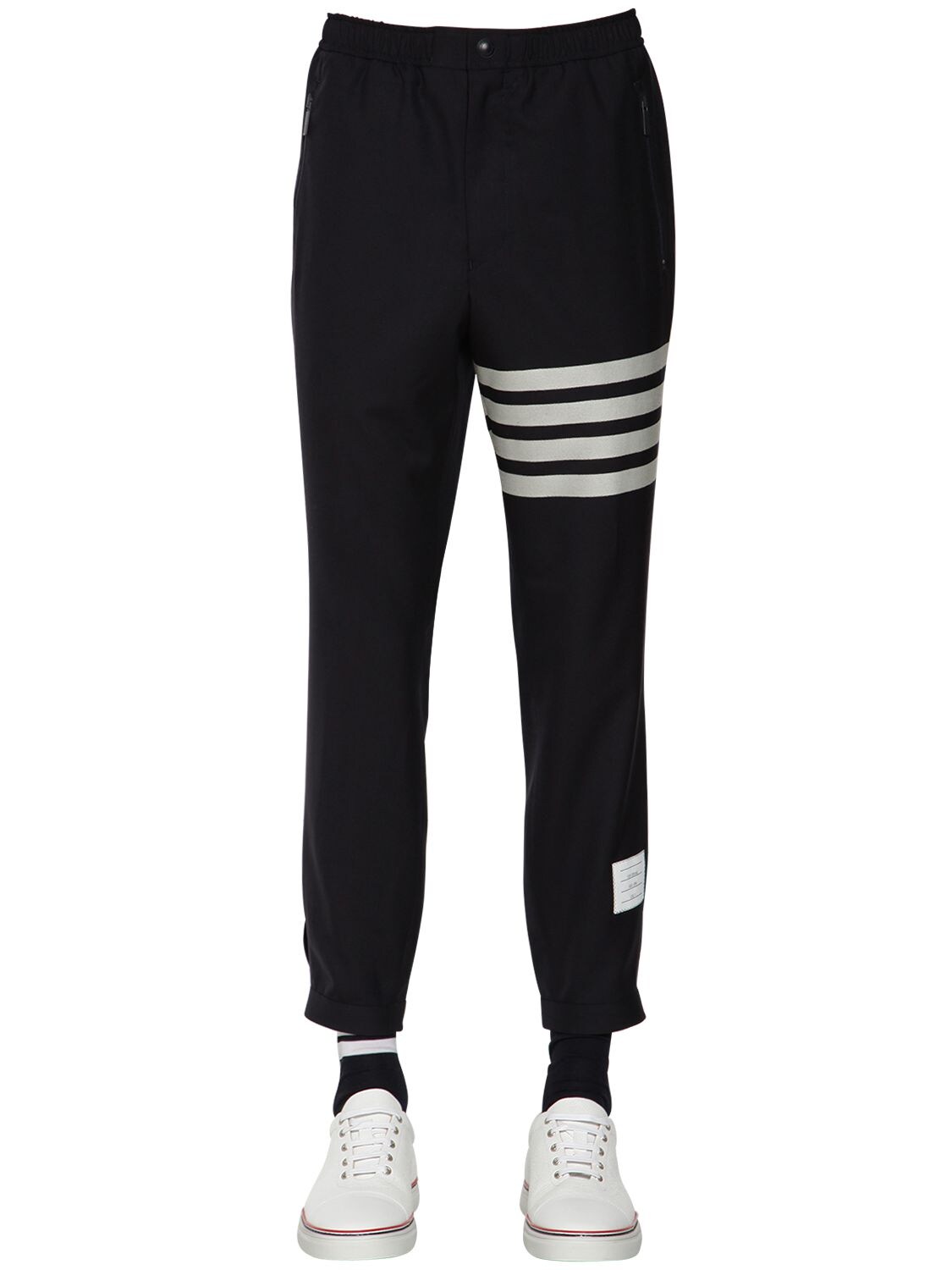 THOM BROWNE WOOL TRACK PANTS W/STRIPES,71ILA9051-NDE10