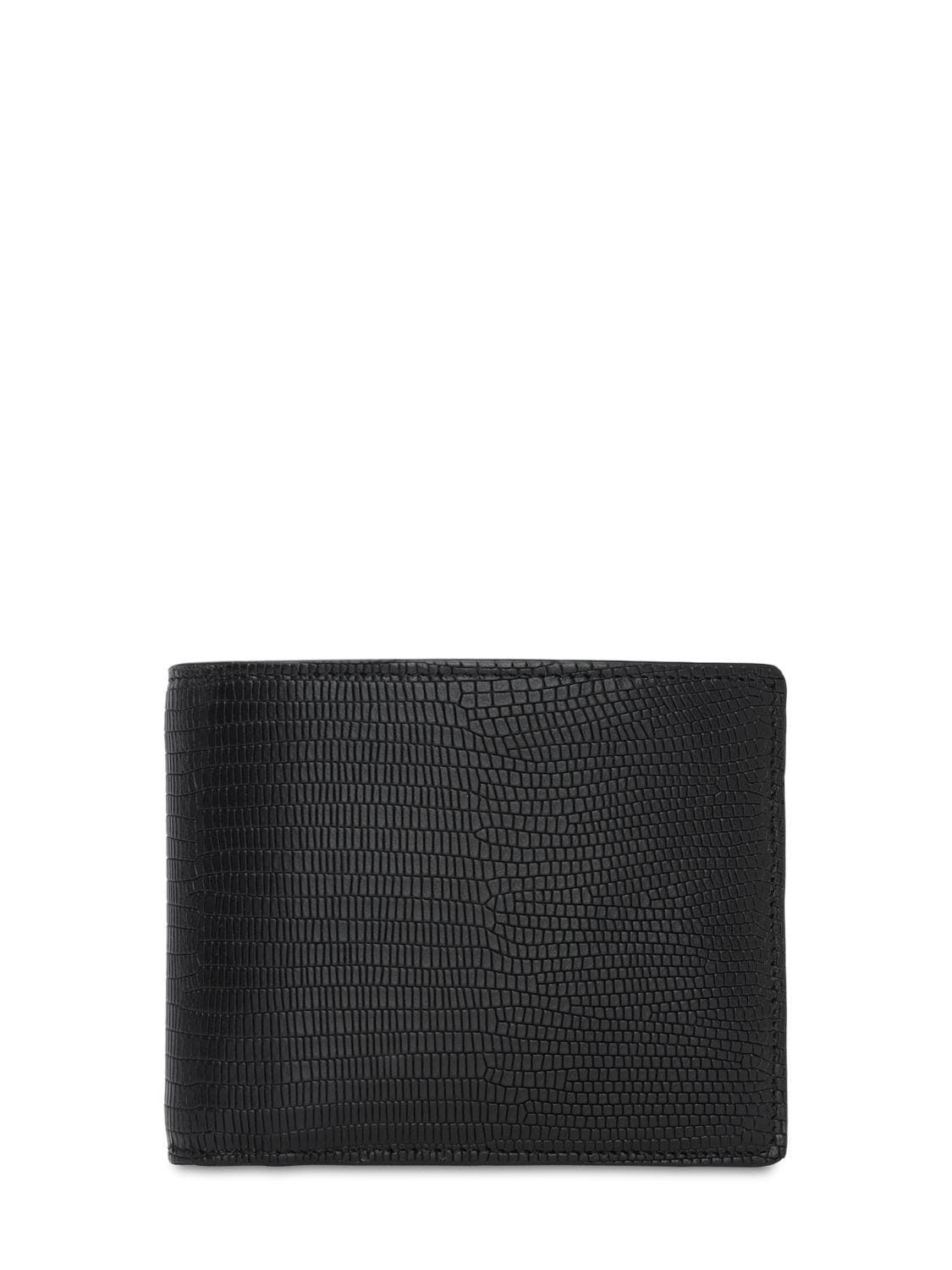 Maison Margiela Lizard Embossed Leather Billfold Wallet In Black