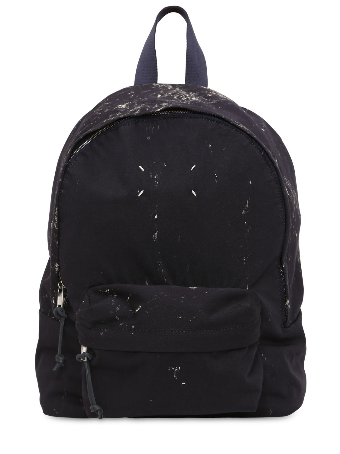 Maison Margiela Hand Painted Cotton Canvas Backpack In Dark Blue