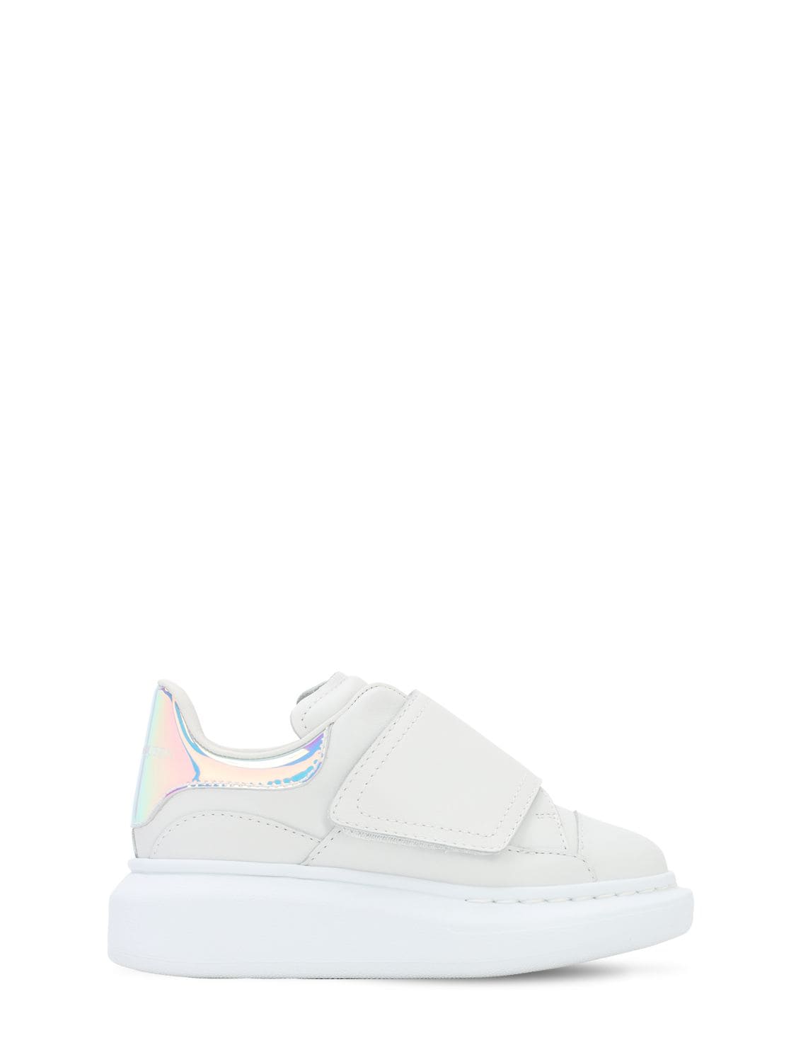 Alexander Mcqueen Kids' Leather Strap Sneakers In White