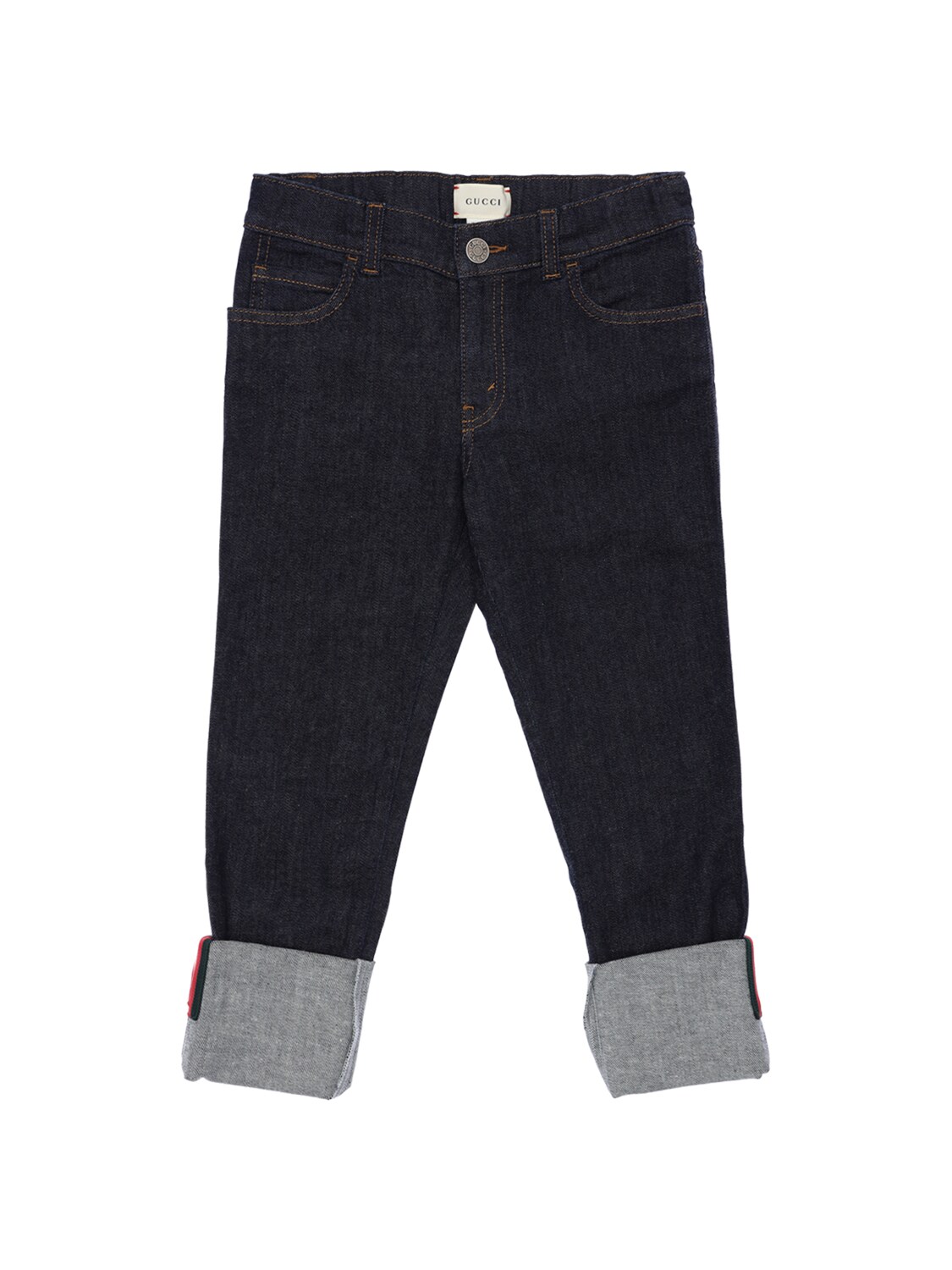 Gucci Kids' Stretch Cotton Denim Jeans W/ Web Detail