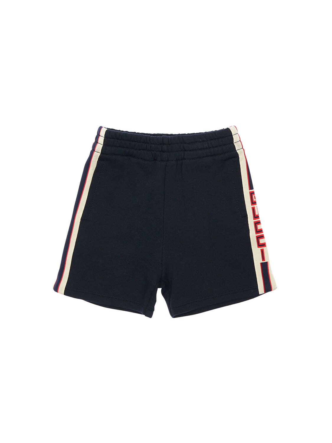 Gucci Kids' Logo Side Band Cotton Sweat Shorts In Navy