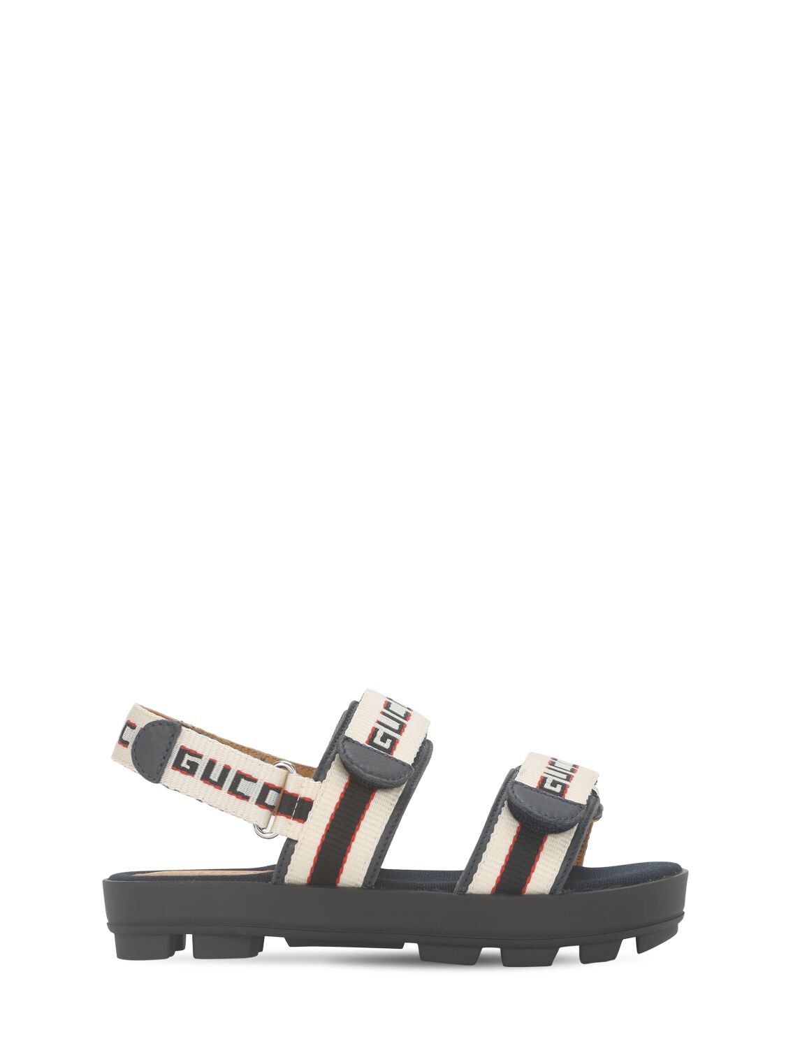 Gucci Kids' Sam Faux Leather Sandals In Navy