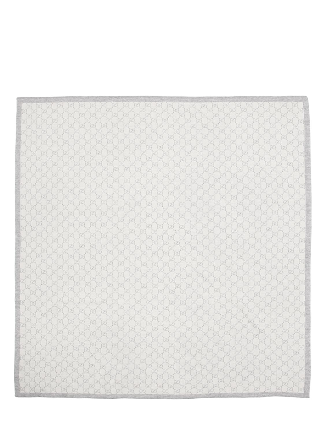 Gucci Kids' Gg Supreme Jacquard Wool Knit Blanket In Ivory,grey