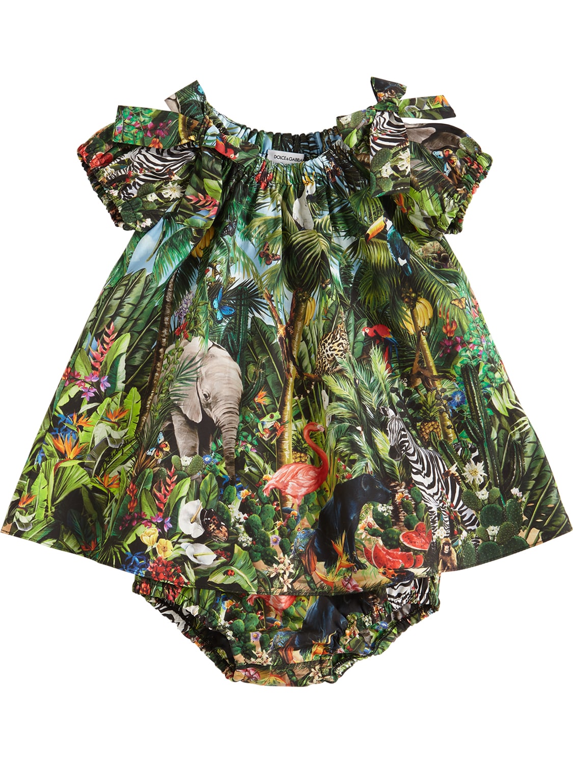 Dolce & Gabbana Babies' Printed Poplin Dress & Diaper Cover In Multicolor