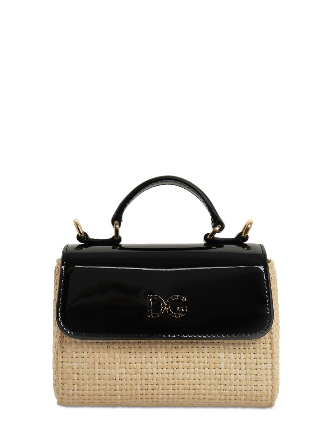 Dolce & Gabbana Kids' Leather & Raffia Shoulder Bag In Multicolor