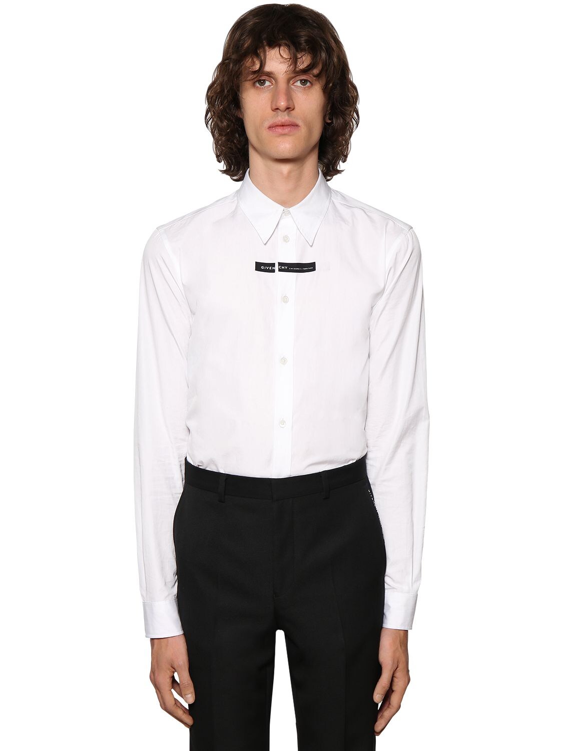 GIVENCHY COTTON POPLIN SHIRT W/LOGO DETAIL,71ILBF001-MTAW0