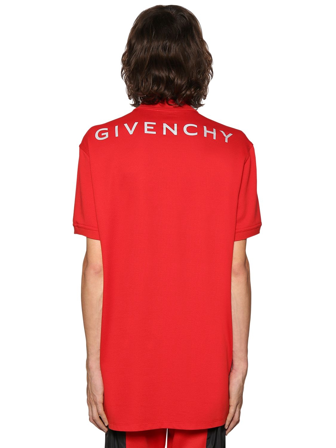Givenchy Oversize Reflective Logo Cotton Polo In Red