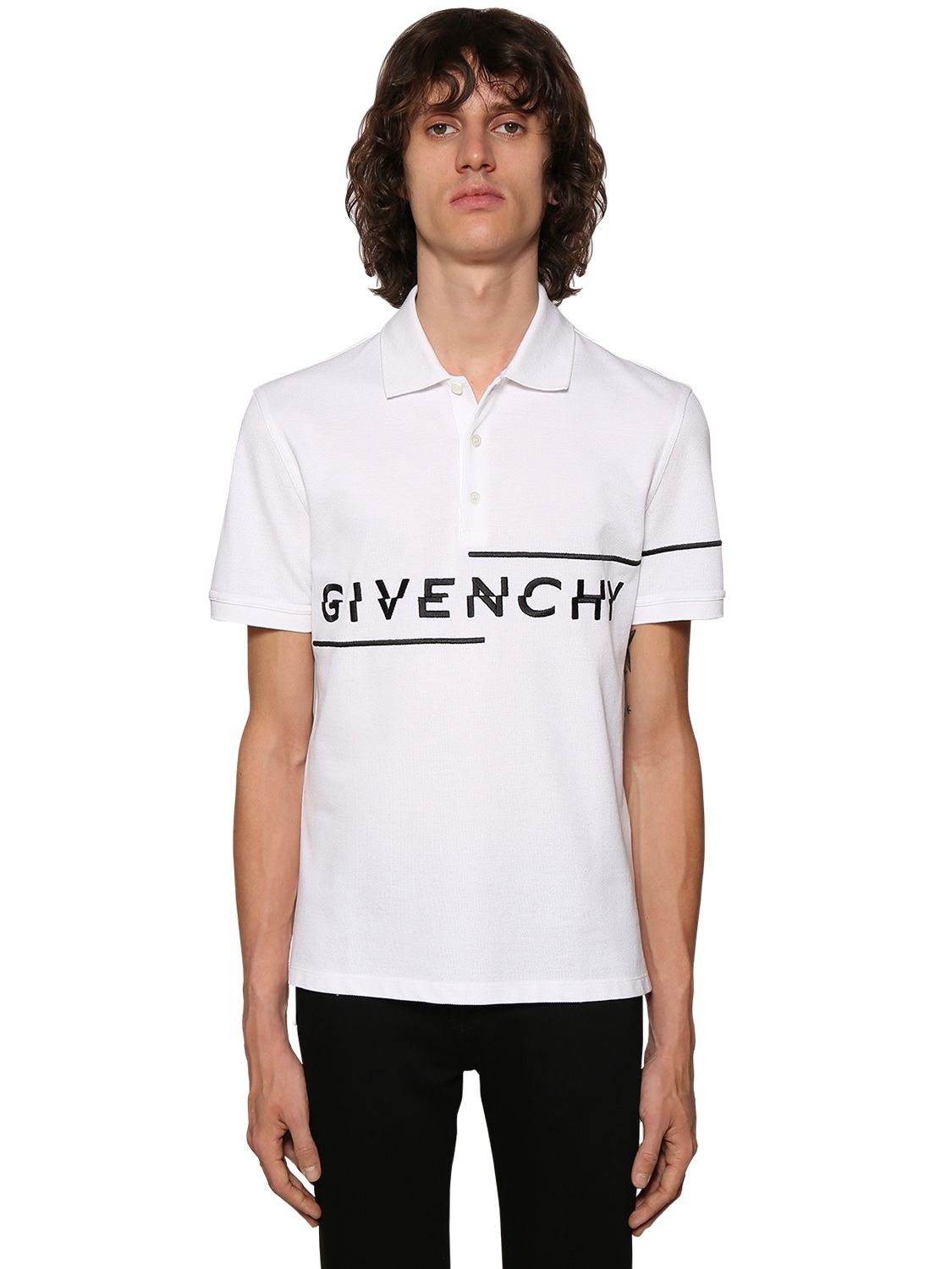 GIVENCHY 修身LOGO刺绣POL衫,71ILBF024-MTAW0