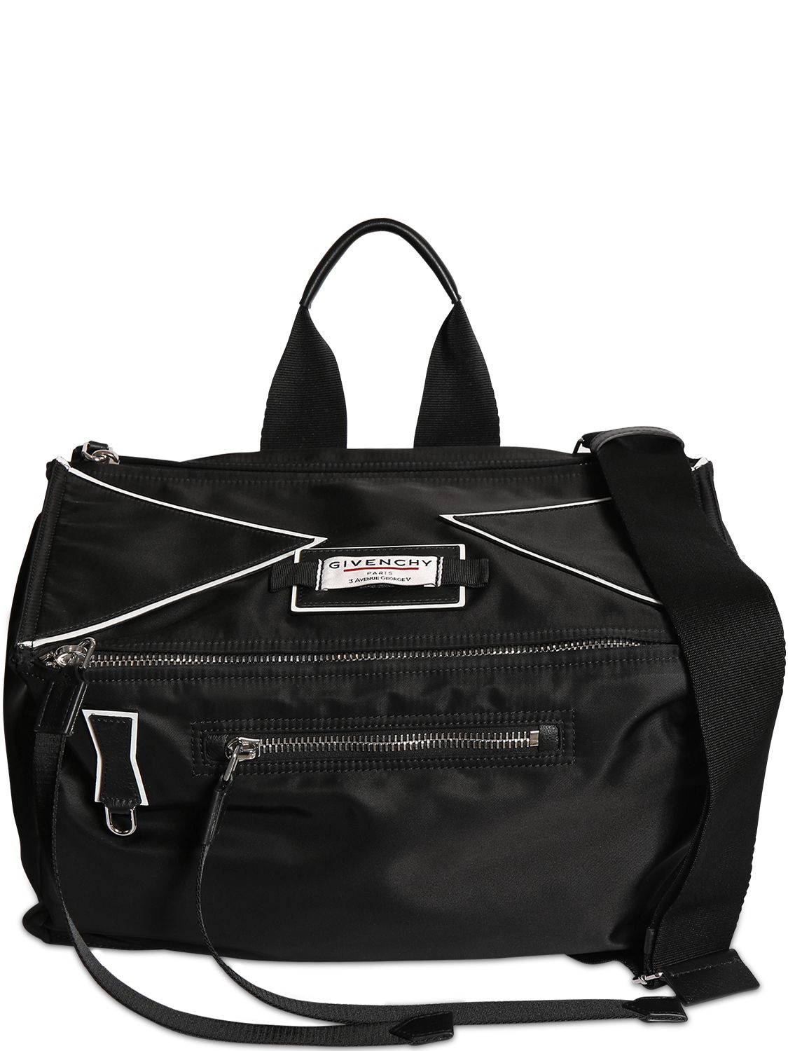 Givenchy Pandora Nylon Bag W/logo Patch In Black
