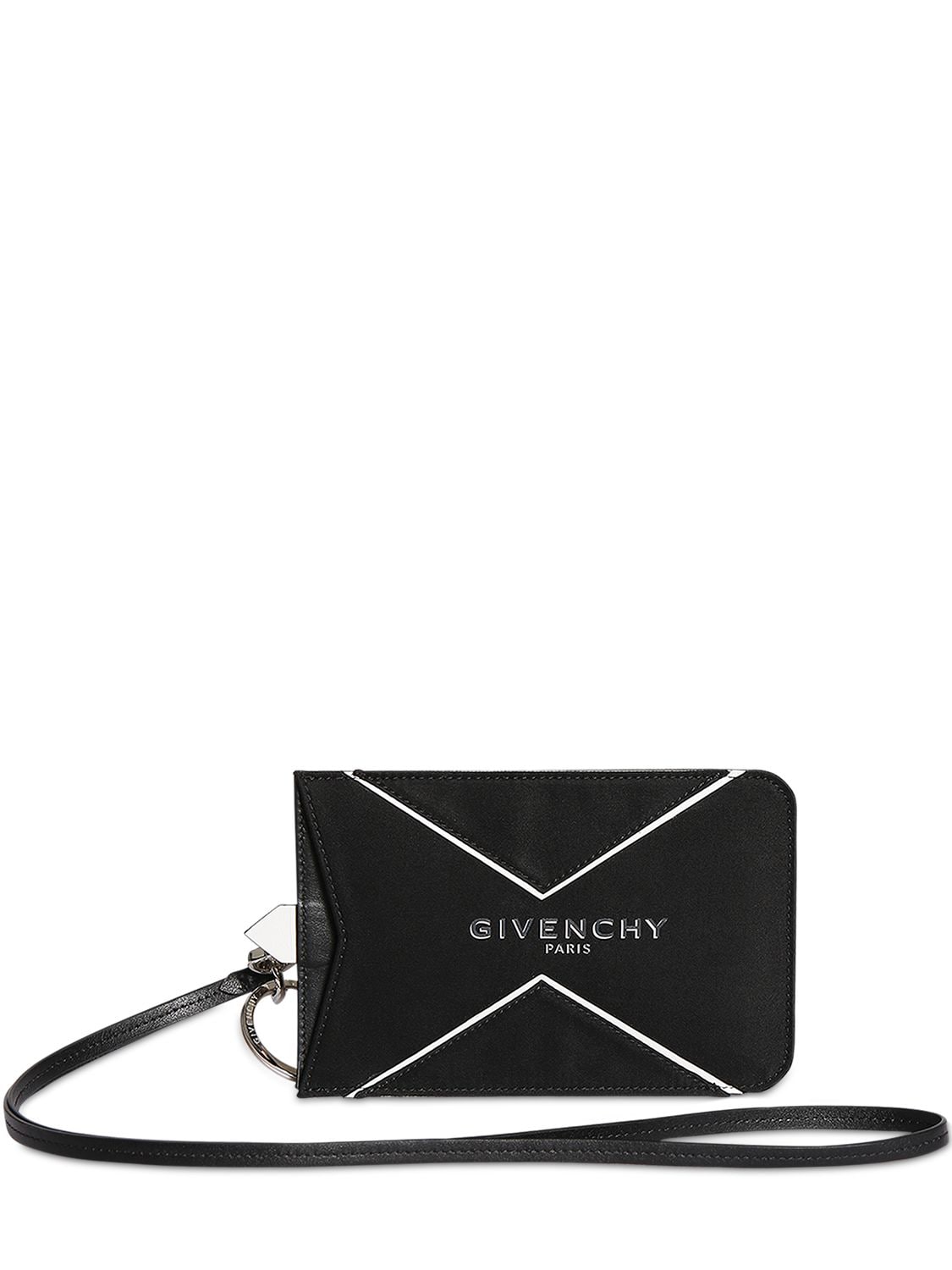 Givenchy Nylon Logo Smartphone Case W/strap In Black