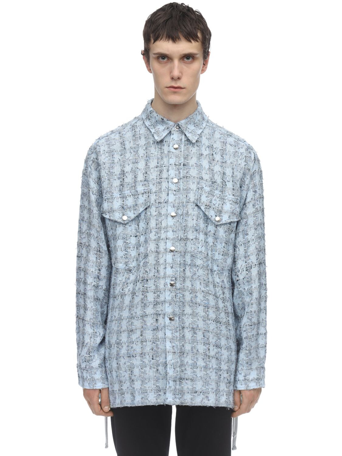 Faith Connexion Light blue Over sized tweed shirt - Luxed