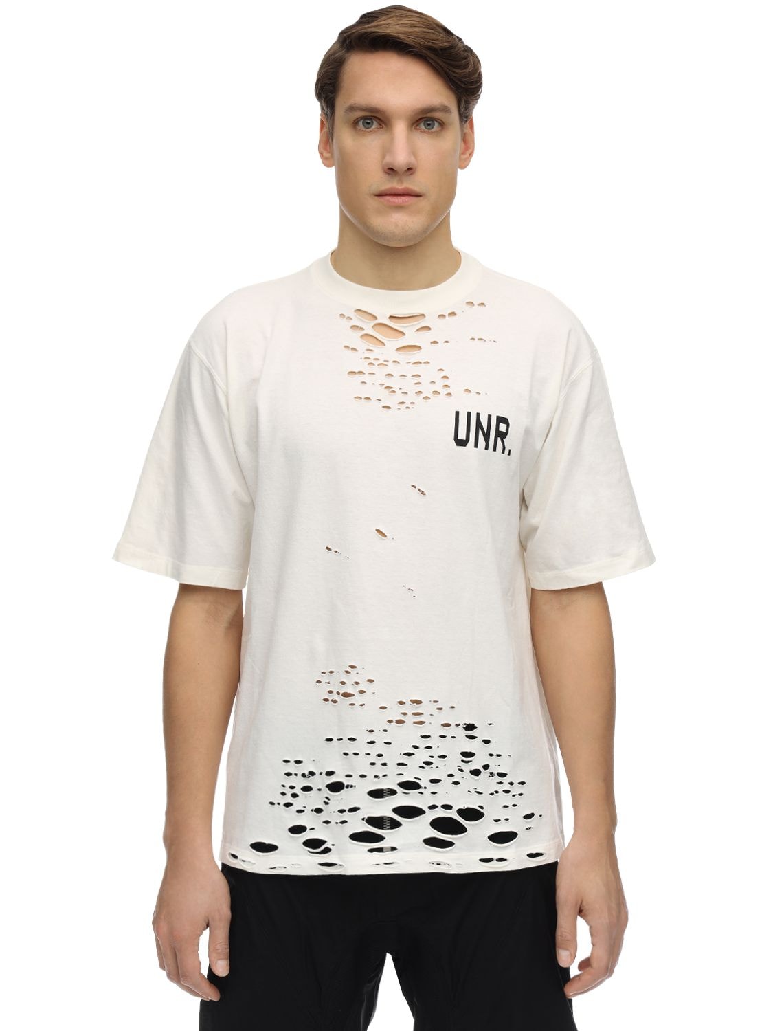 Ben Taverniti Unravel Project Oversize Destroyed Jersey T-shirt In White