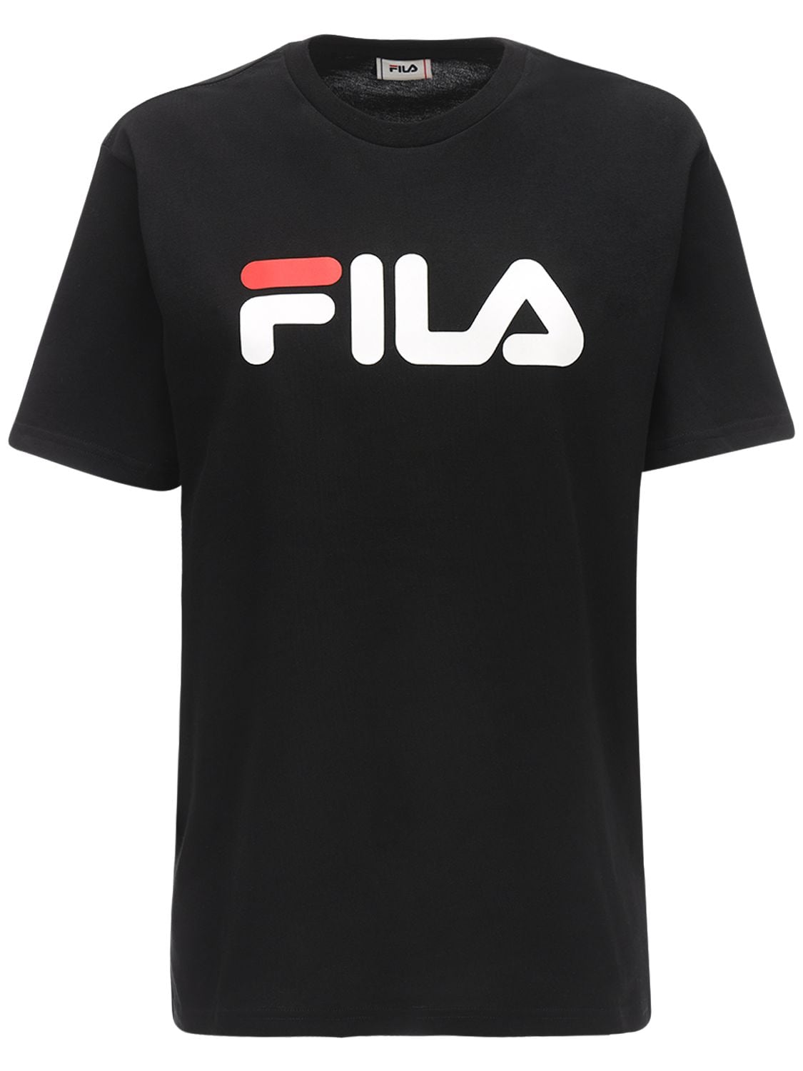 Fila Logo Print Cotton T-shirt In Black