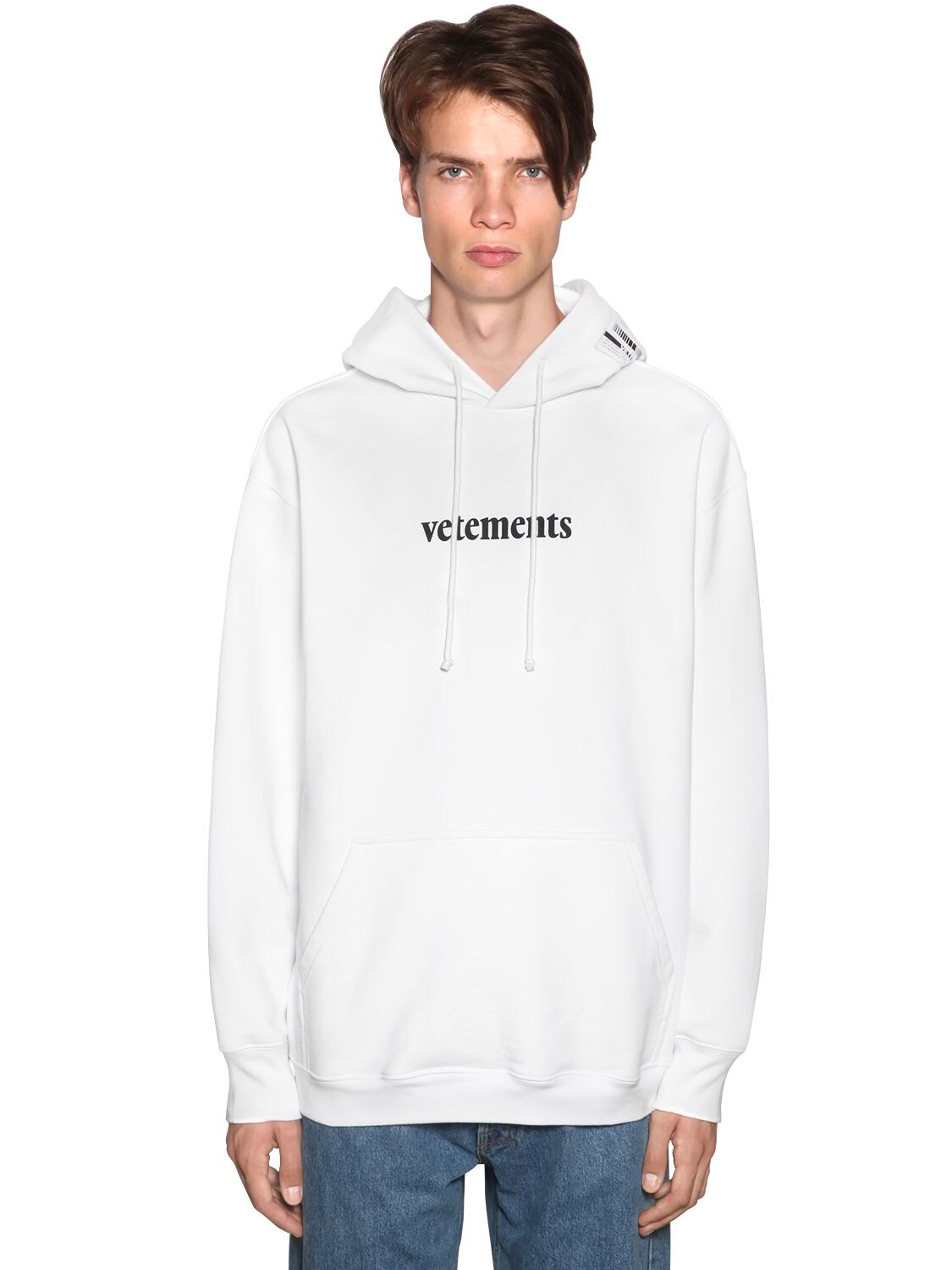 Vetements Big Delivery Patch Jersey Hoodie In White