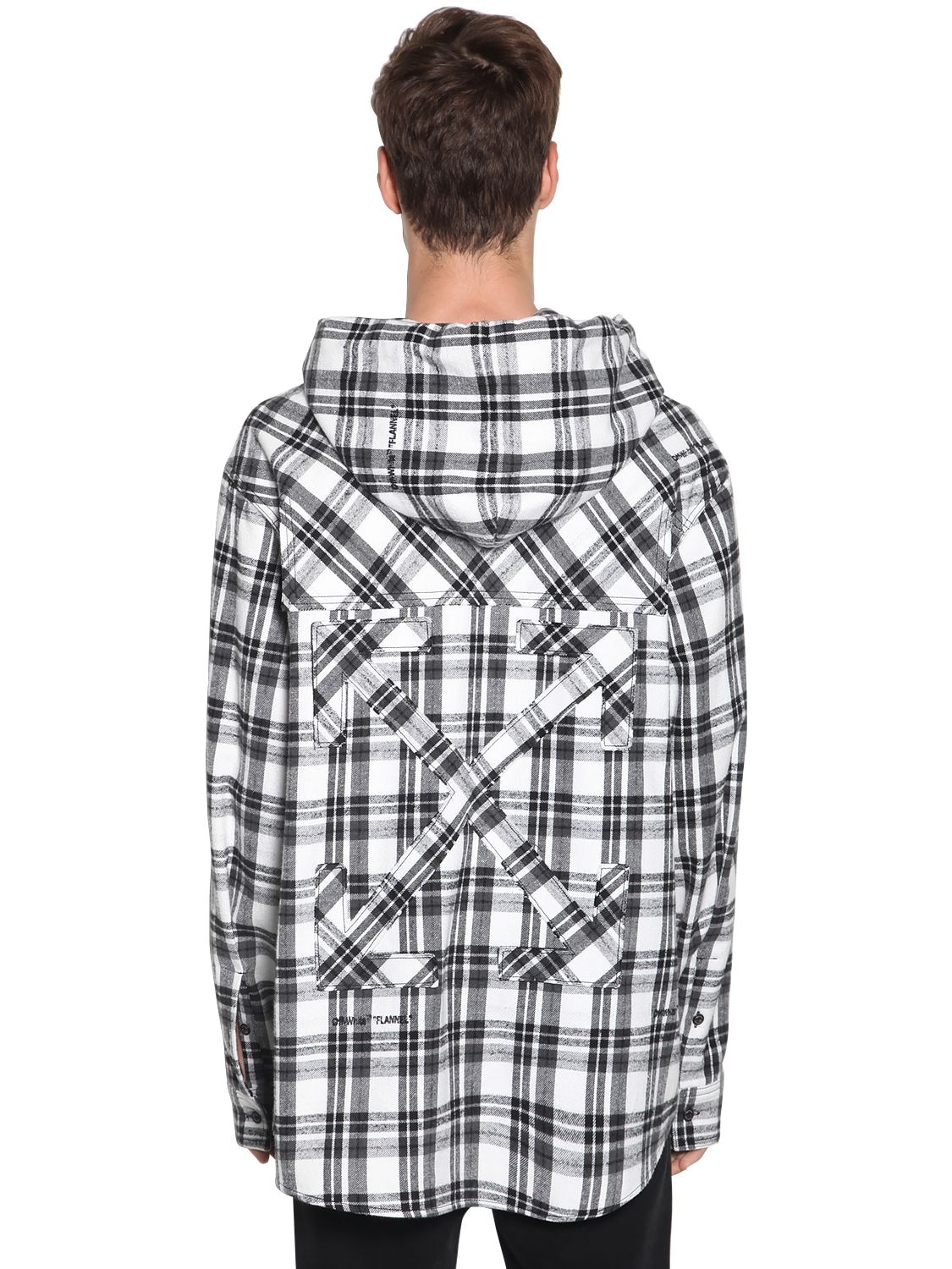OFF-WHITE OVER HOODED CHECK COTTON BLEND SHIRT,71ILFA037-MDEWMA2