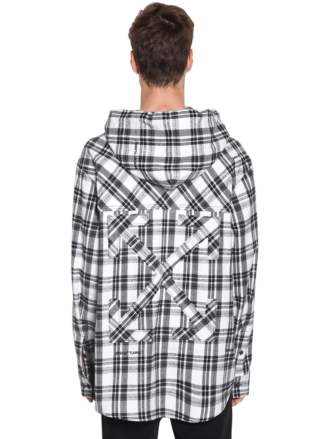 Off-White Black and White Flannel Hoodie Jacket Off-White