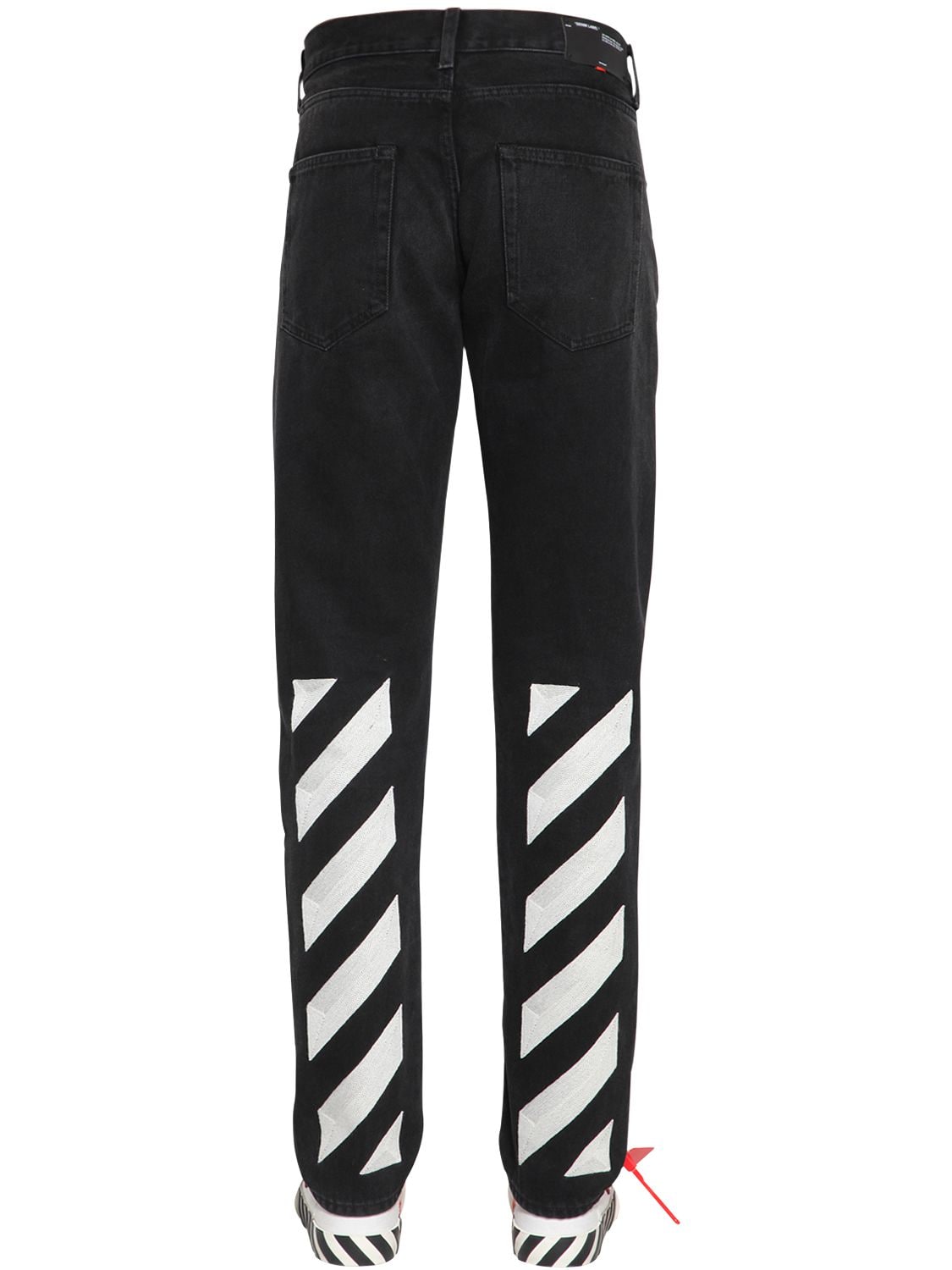 off white jeans with stripes