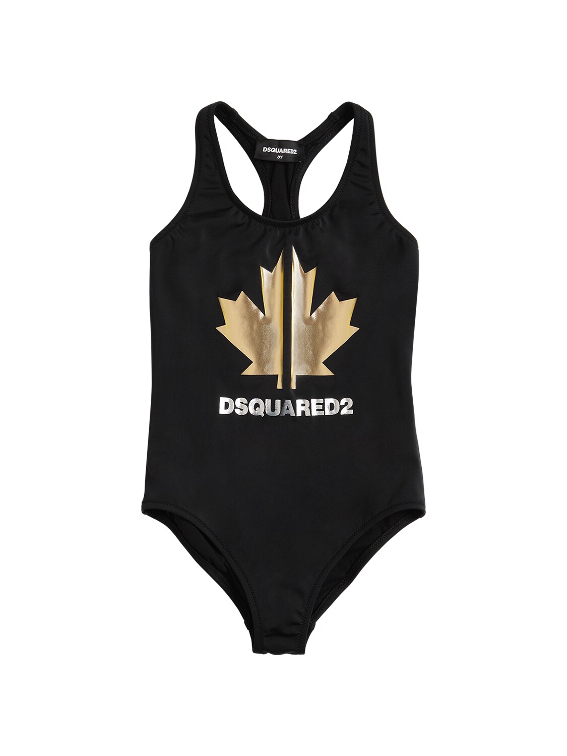 Dsquared2 Kids' Logo Printed Lycra One Piece Swimsuit In Black