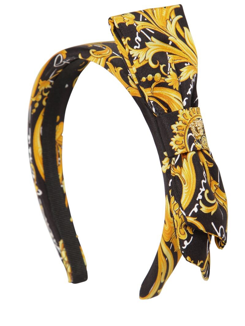 Versace Baroque Printed Silk Headband In Multicolor