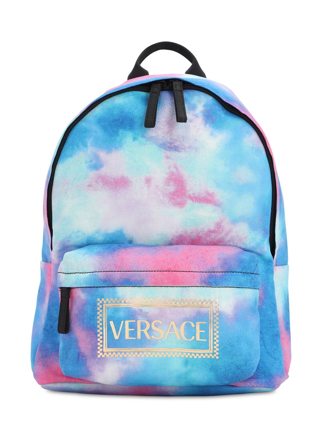 Versace Kids' Tie Dyed Cotton Canvas Backpack In Multicolor