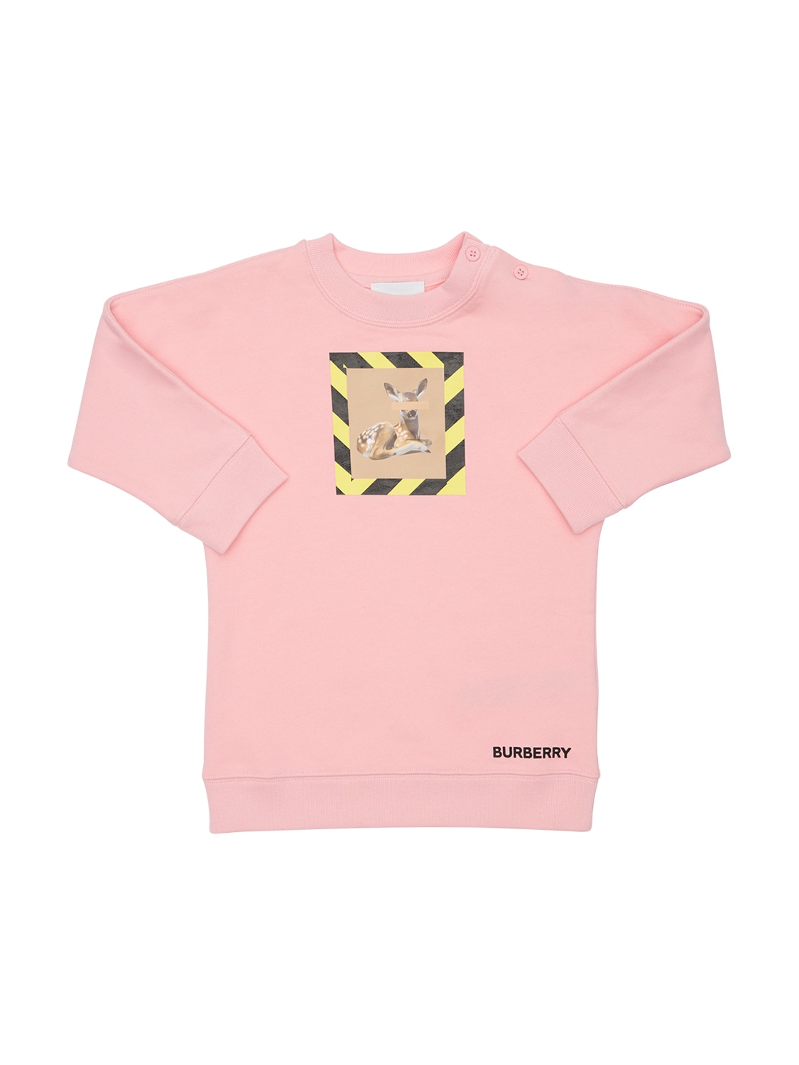 Burberry Babies' Bambi Print Cotton Sweatshirt Dress In Pink