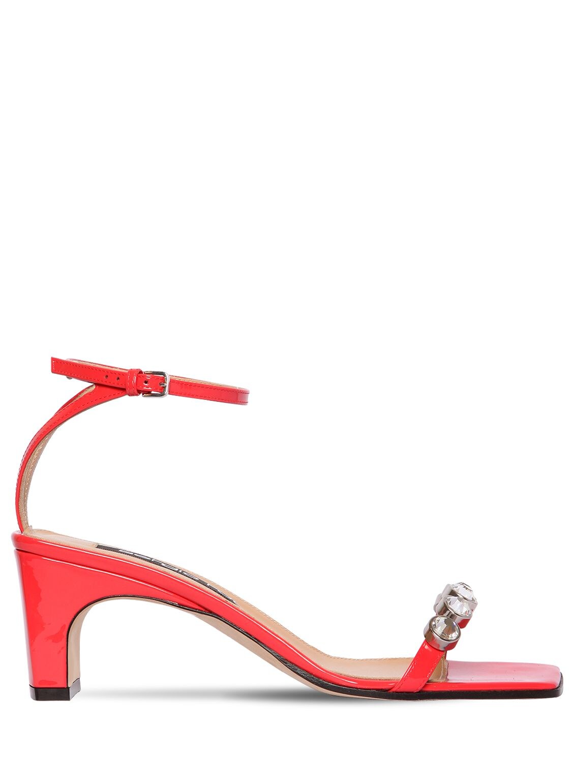 Sergio Rossi 60mm Embellished Patent Leather Sandals In Coral