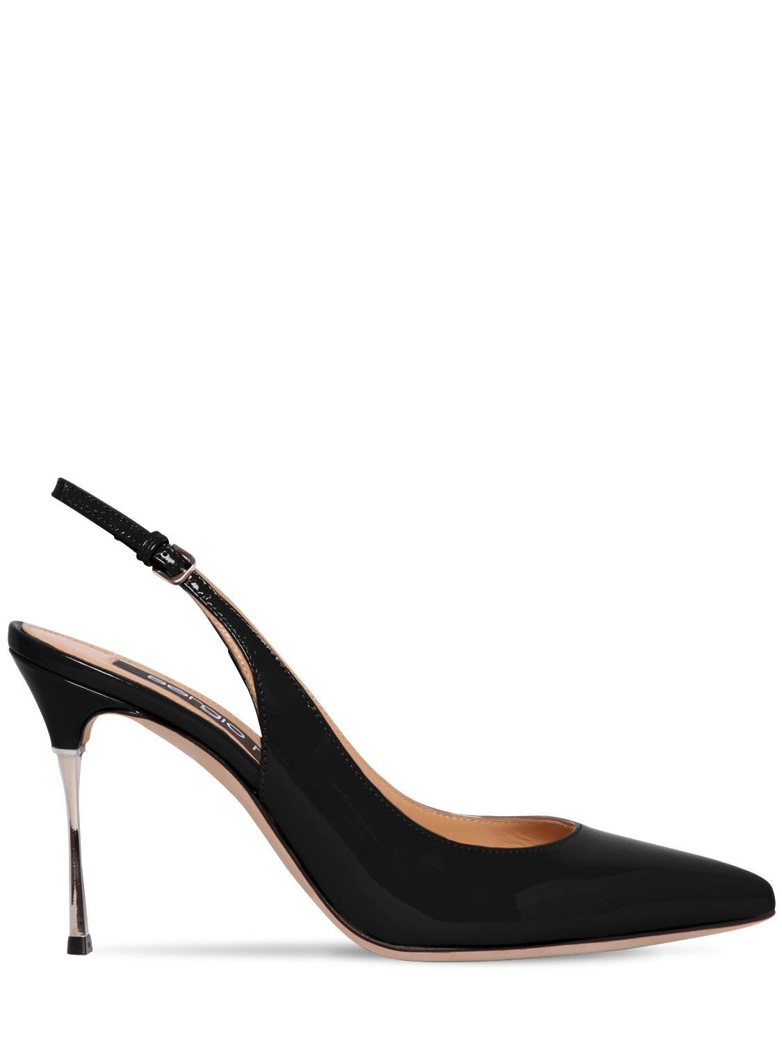 Sergio Rossi 90mm Patent Leather Sling Back Pumps In Black