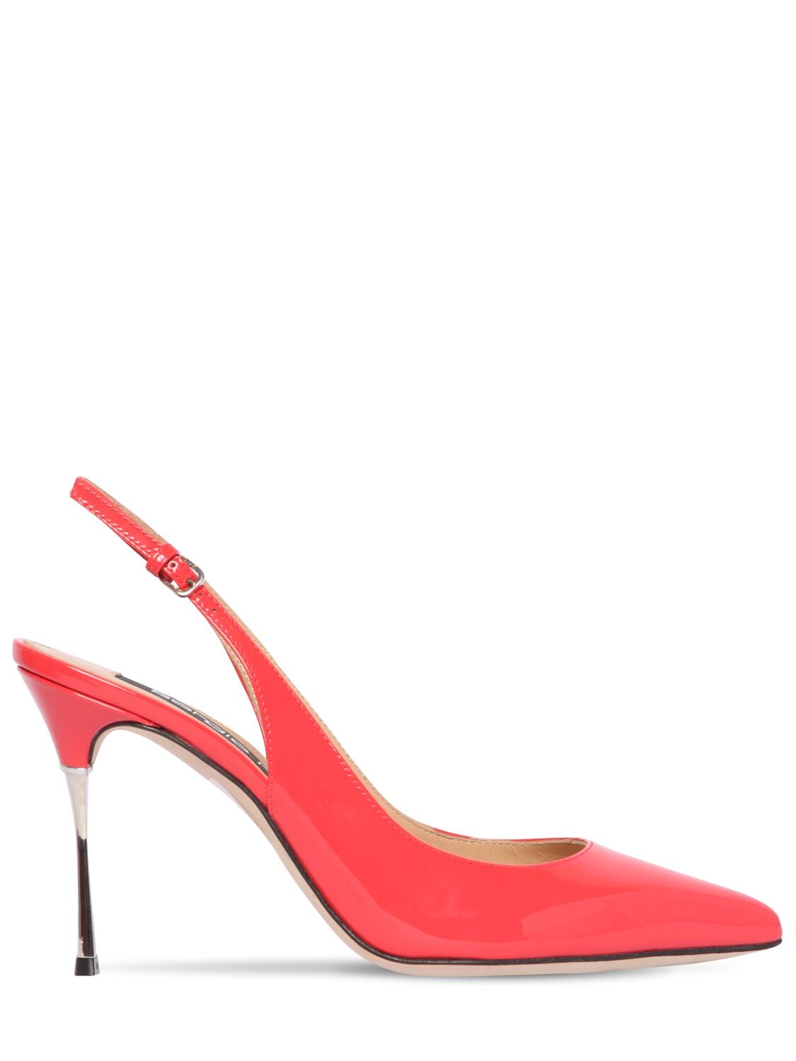 Sergio Rossi 90mm Patent Leather Sling Back Pumps In Coral
