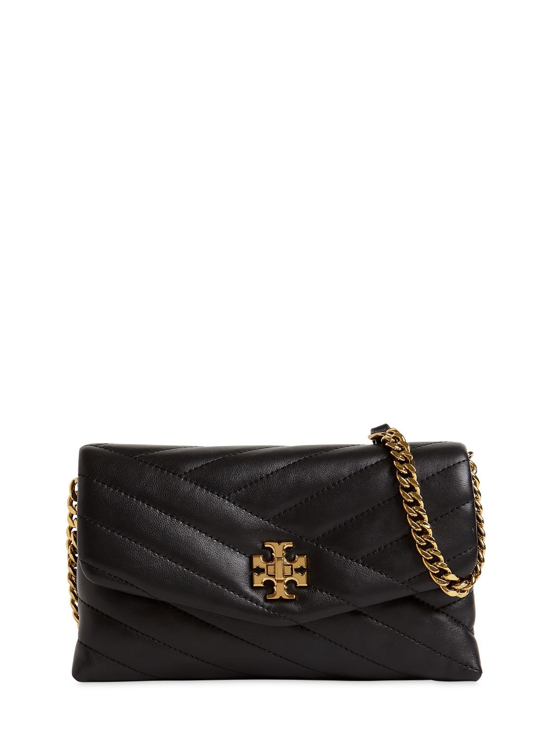 Tory Burch Kira Quilted Leather Chain Wallet Bag In Black