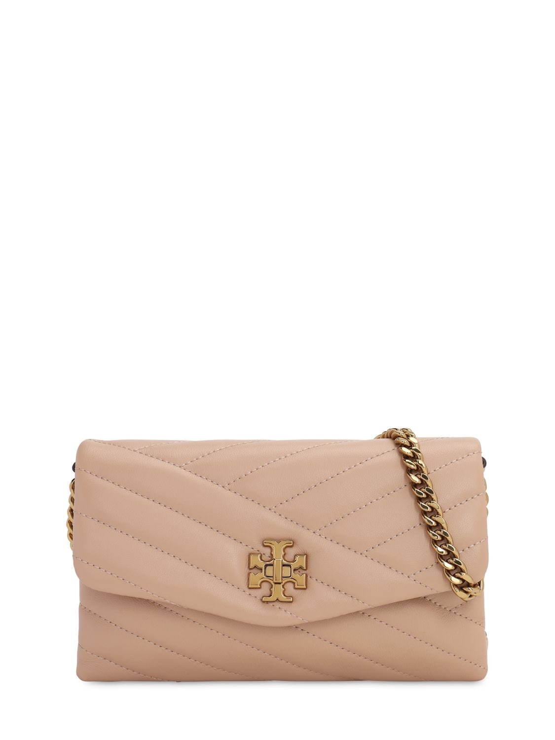 Tory Burch Kira Quilted Leather Chain Wallet Bag In Davon Sand