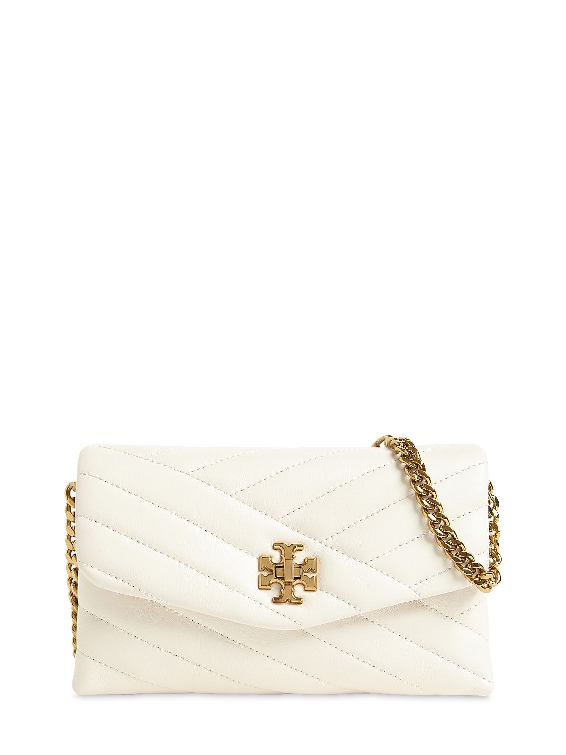 Tory Burch Kira Chevron Quilted Leather Wallet On A Chain In New Ivory ...