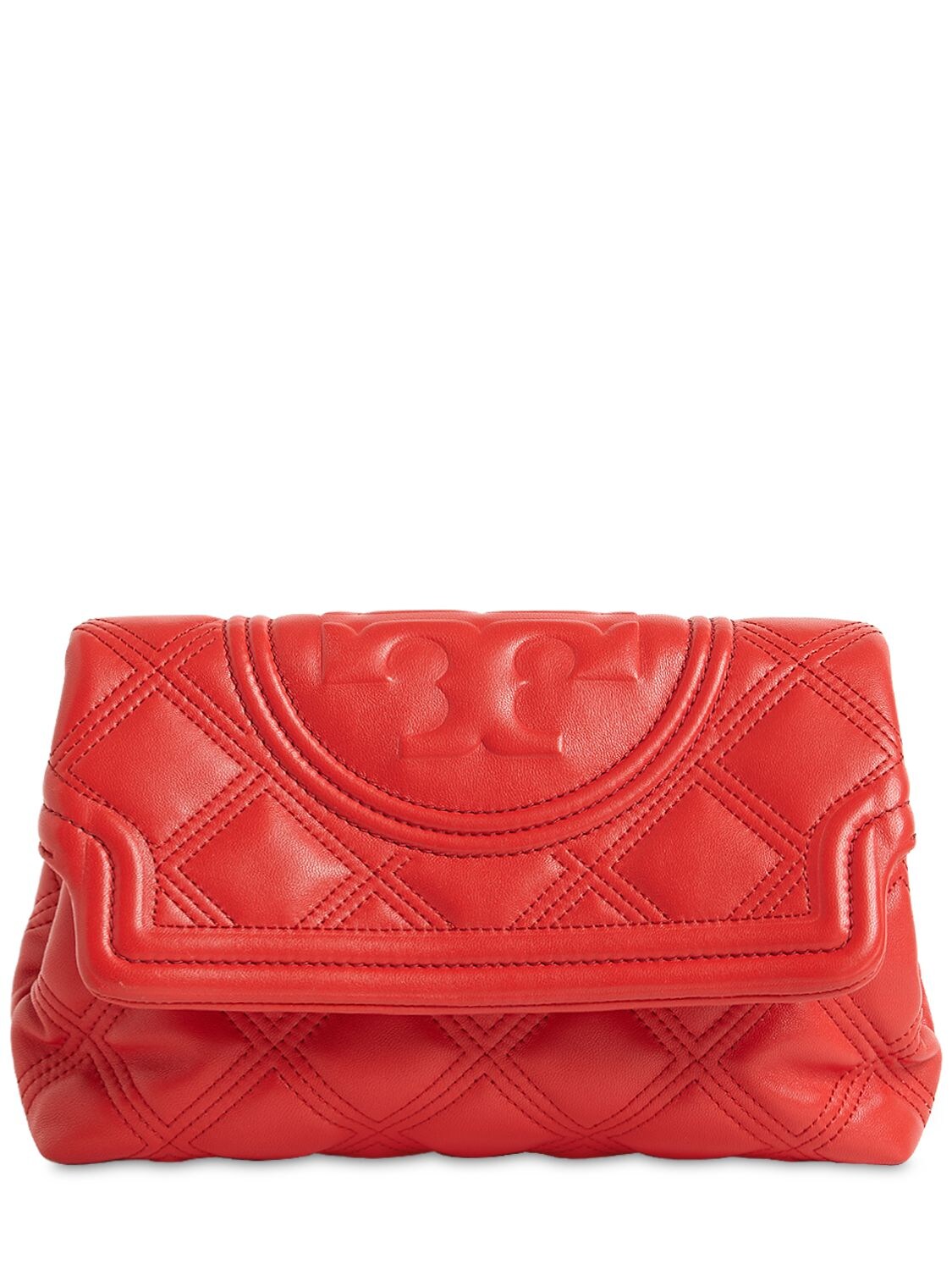 TORY BURCH FLEMING QUILTED LEATHER CLUTCH,71IM3V012-NJEY0