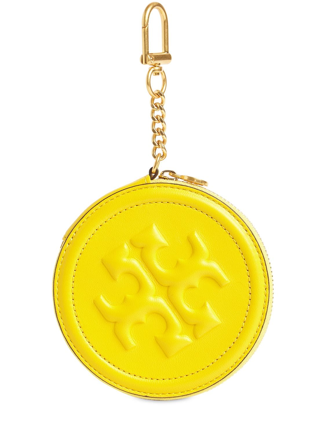 Tory Burch Flaming Leather Coin Purse In Lime Green