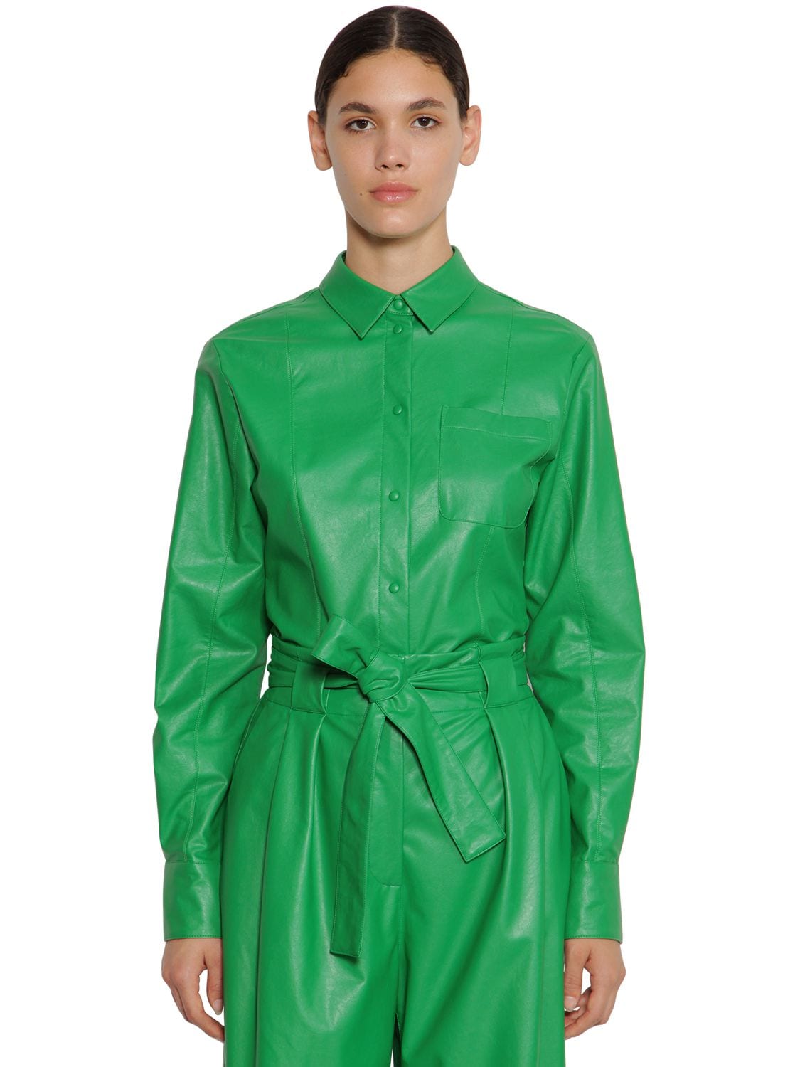 MSGM FAUX LEATHER SHIRT,71IM64004-MZY1