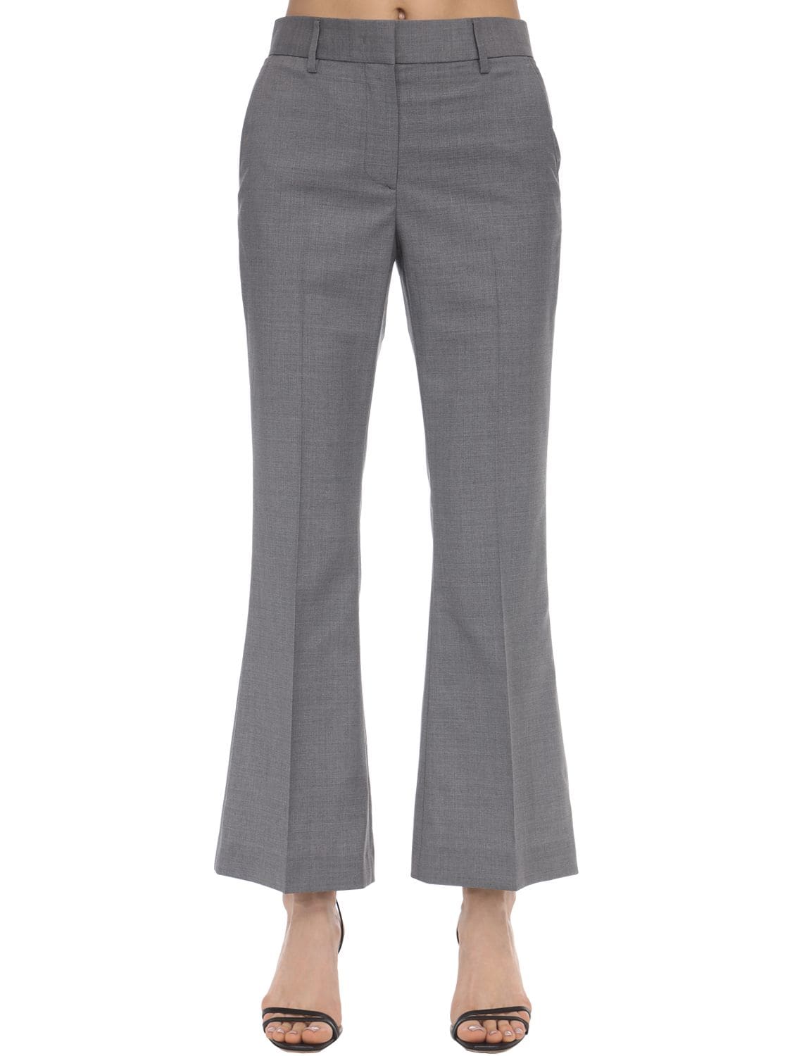 Msgm Flared Cool Wool Pants In Grey