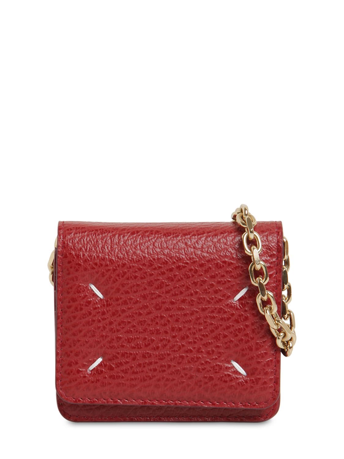 Maison Margiela Mini Leather Wallet Chain In Ruby