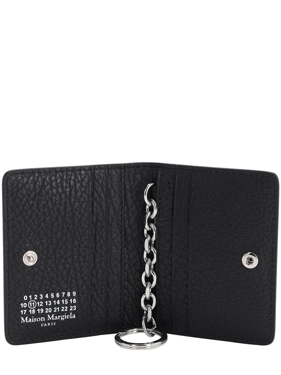 Shop Maison Margiela Grained Leather Card Holder In Black