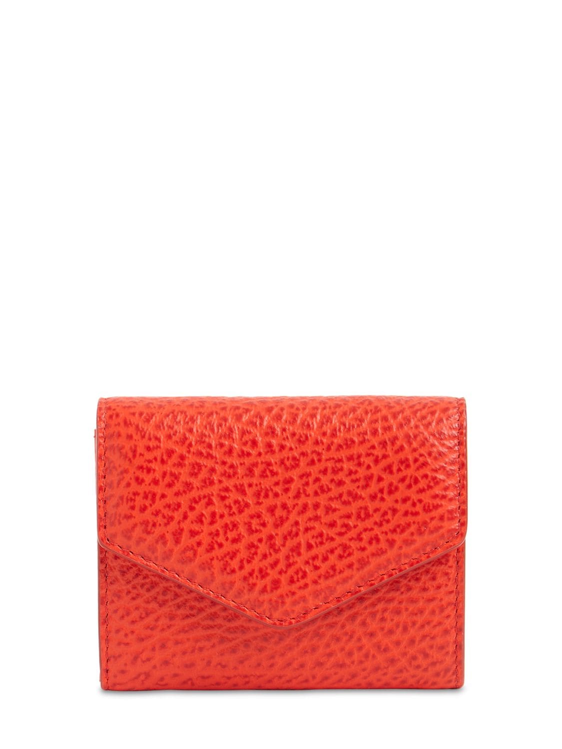 Maison Margiela Grained Leather Card Holder In Tangerine