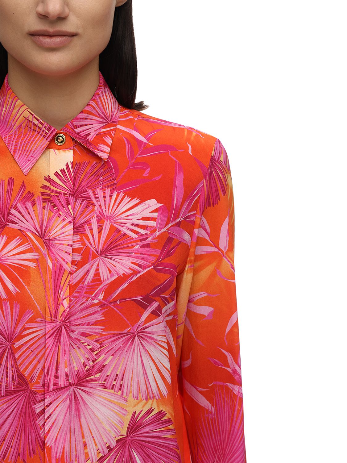 VERSACE JUNGLE PRINT CREPE DE CHINE SHIRT