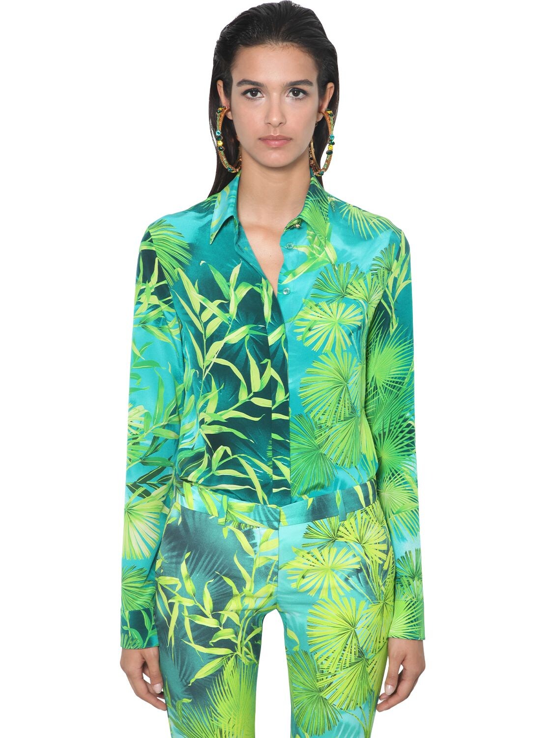 Versace Jungle-print Silk Button Down Shirt In GrÜn | ModeSens