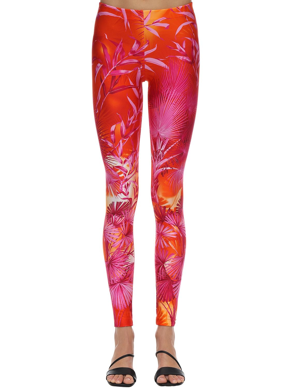 VERSACE PALM PRINT LEGGINGS,71IM7D066-QTCWMTA1