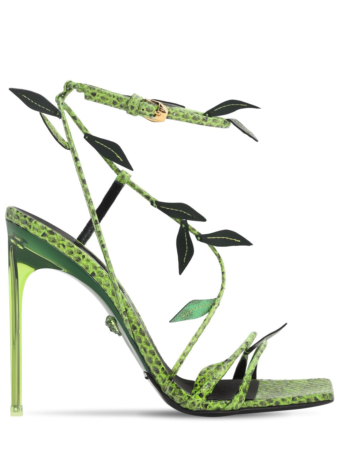 VERSACE 110MM PRINTED SNAKESKIN LEATHER SANDALS,71IM7E007-RE1WSA2