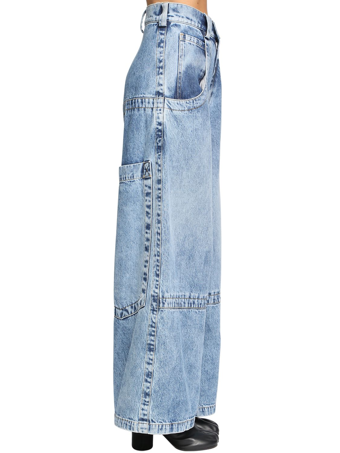 MAISON MARGIELA DIANE KEATON WIDE LEG COTTON DENIM JEANS