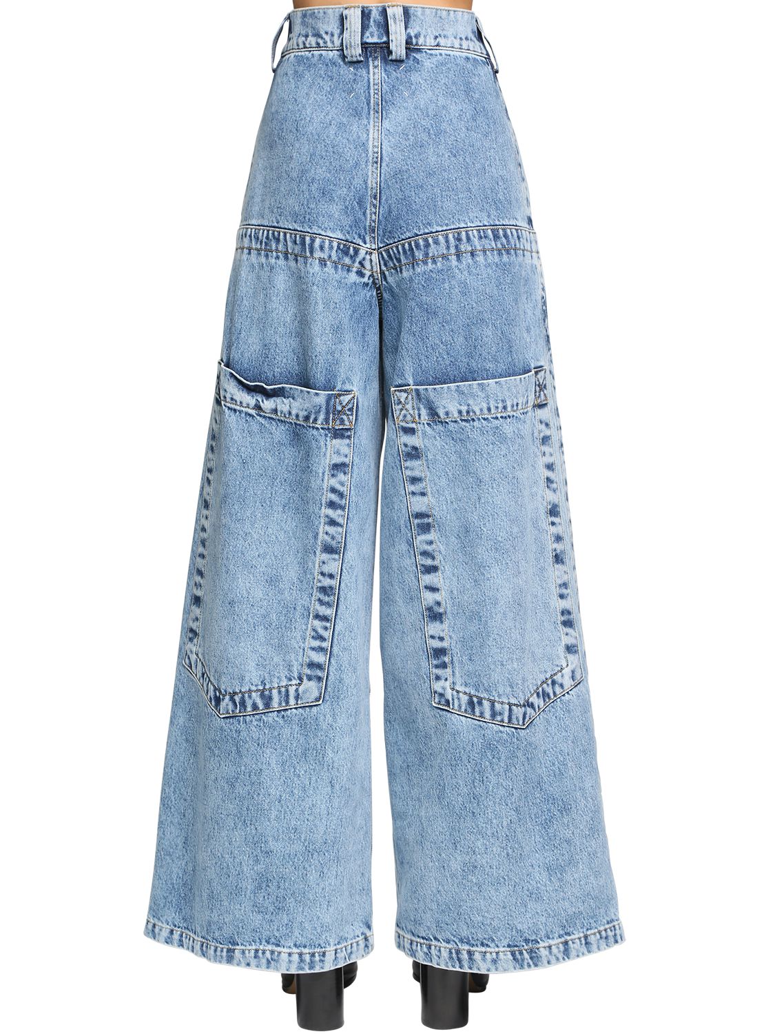 MAISON MARGIELA DIANE KEATON WIDE LEG COTTON DENIM JEANS