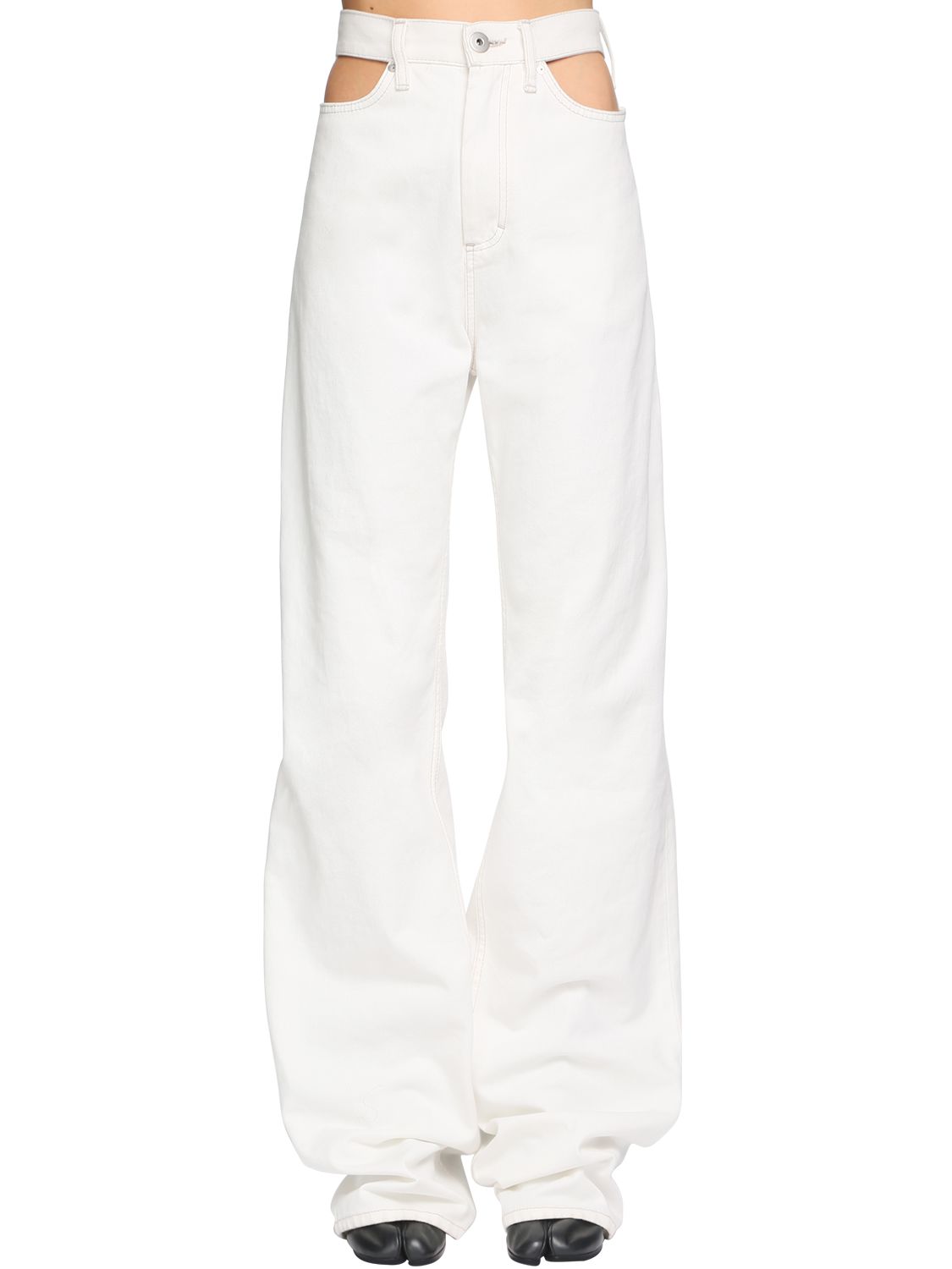 white cut out jeans