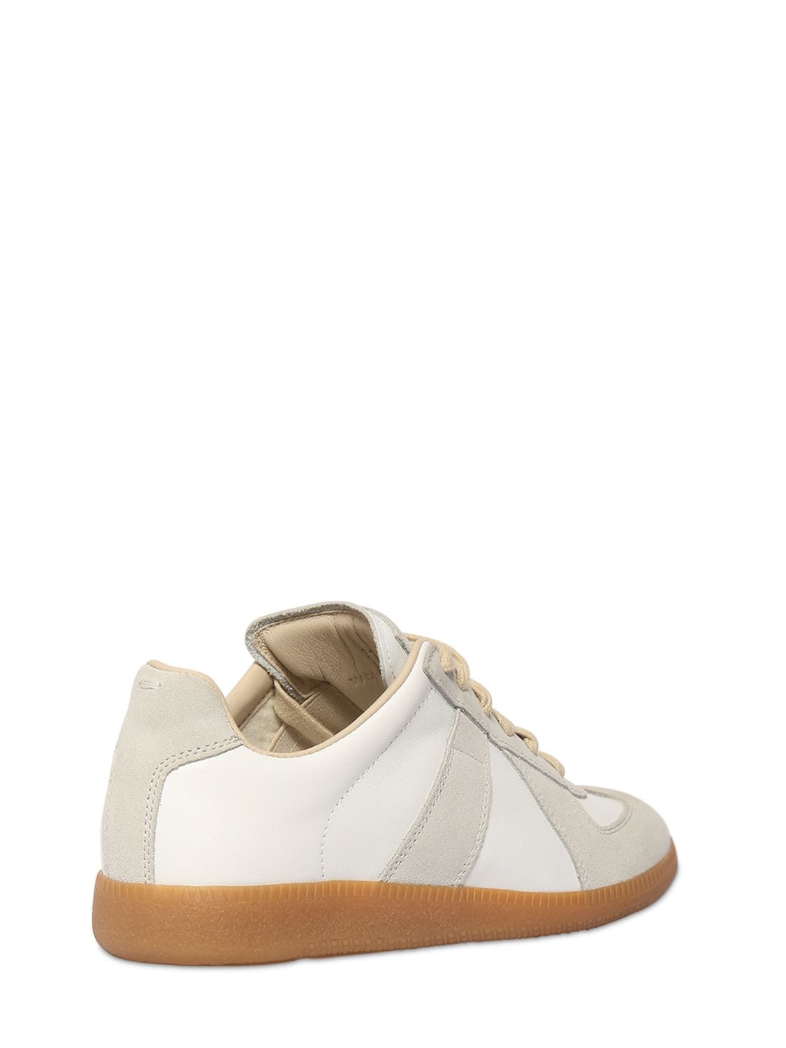 Maison Margiela Replica Leather And Suede Sneakers In White | ModeSens